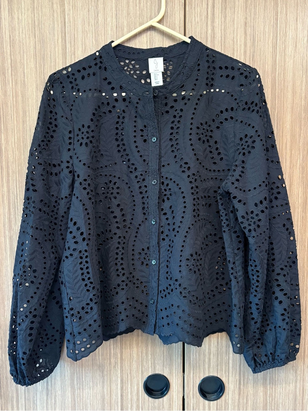 Joie Navy Blue Eyelet Button-Down Top